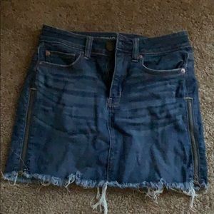 Distressed Denim Mini Skirt